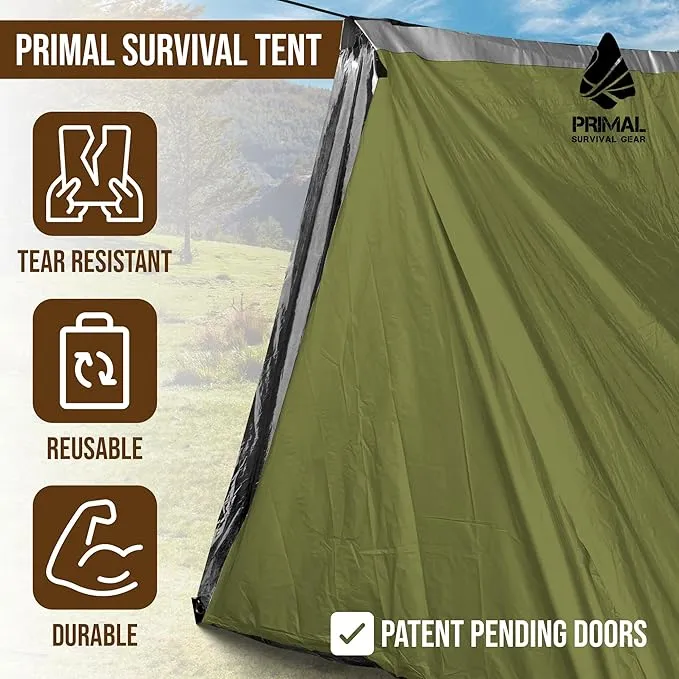 Survival Gear Shelter for Bug Out Bag - Storm Shelter Survival Tent with Doors - Tornado Shelter - Small Bivy Tent Emergency Shelter for Camping - Tactical Tent for Emergency Bugout Survival Kit