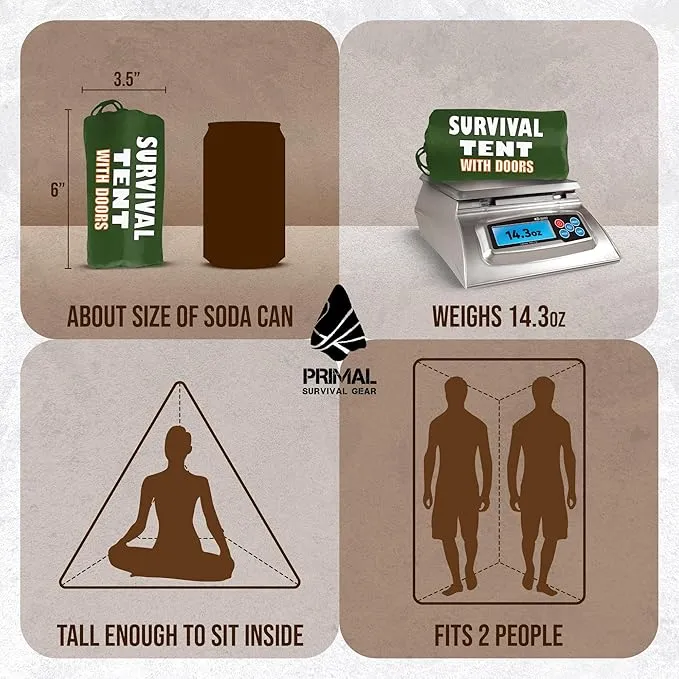 Survival Gear Shelter for Bug Out Bag - Storm Shelter Survival Tent with Doors - Tornado Shelter - Small Bivy Tent Emergency Shelter for Camping - Tactical Tent for Emergency Bugout Survival Kit