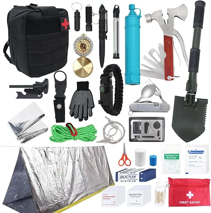 Survival Kit Camping Essentials Outdoor Multi-Tool Unique equipmentSurvival Kit,Stocking Stuffers Camping Accessories Survival Multi-Tool Gifts for Men Women