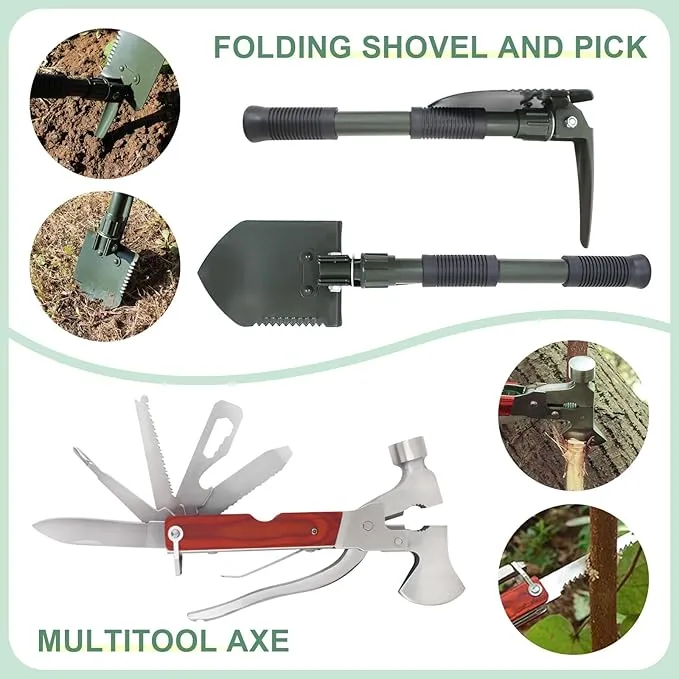 Survival Kit Camping Essentials Outdoor Multi-Tool Unique equipmentSurvival Kit,Stocking Stuffers Camping Accessories Survival Multi-Tool Gifts for Men Women