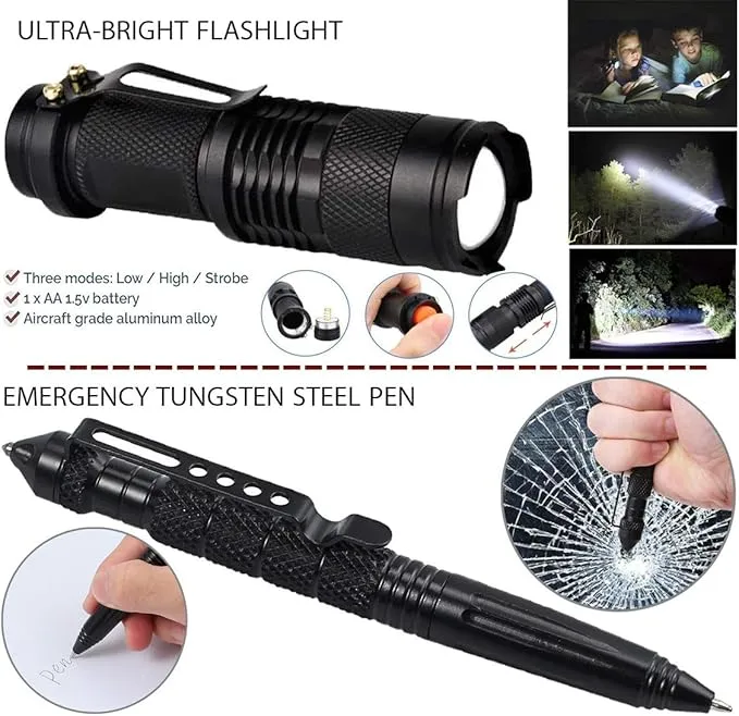 Survival Kit with First Aid and Tactical Tools, Camping Gear, Survival Gear - Gift for Men