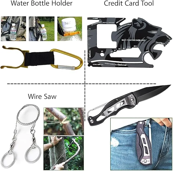 Survival Kit with First Aid and Tactical Tools, Camping Gear, Survival Gear - Gift for Men