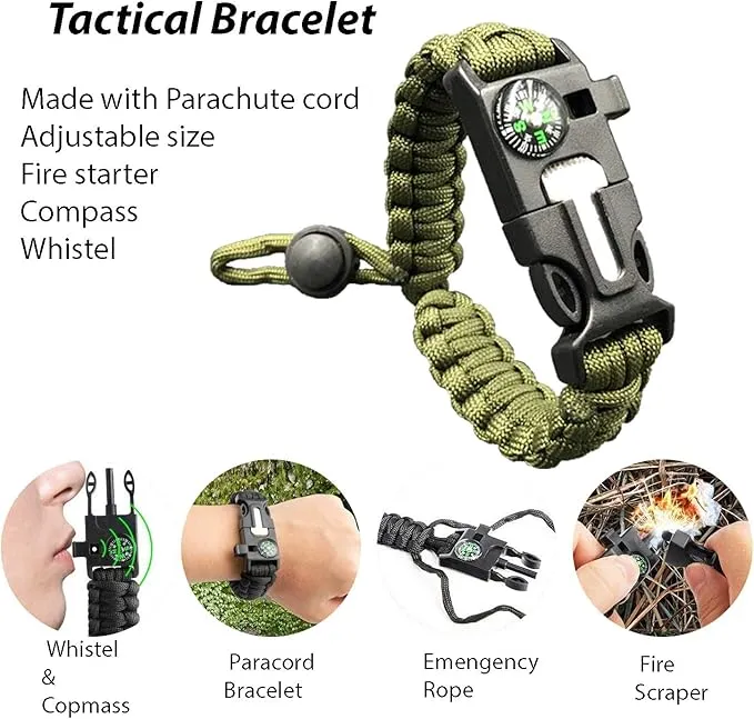 Survival Kit with First Aid and Tactical Tools, Camping Gear, Survival Gear - Gift for Men
