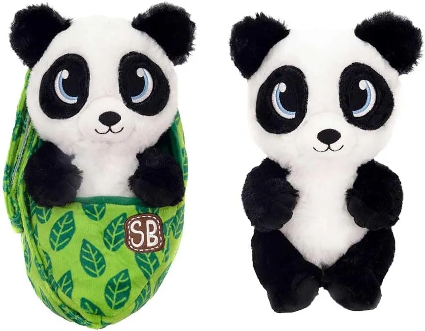 Swaddle Babies - 9.5” Cuddle Panda in Sling Plush Toy – Ultra-Soft Baby Swaddle for Comfort, Play & Snuggling, Great Gift for Kids