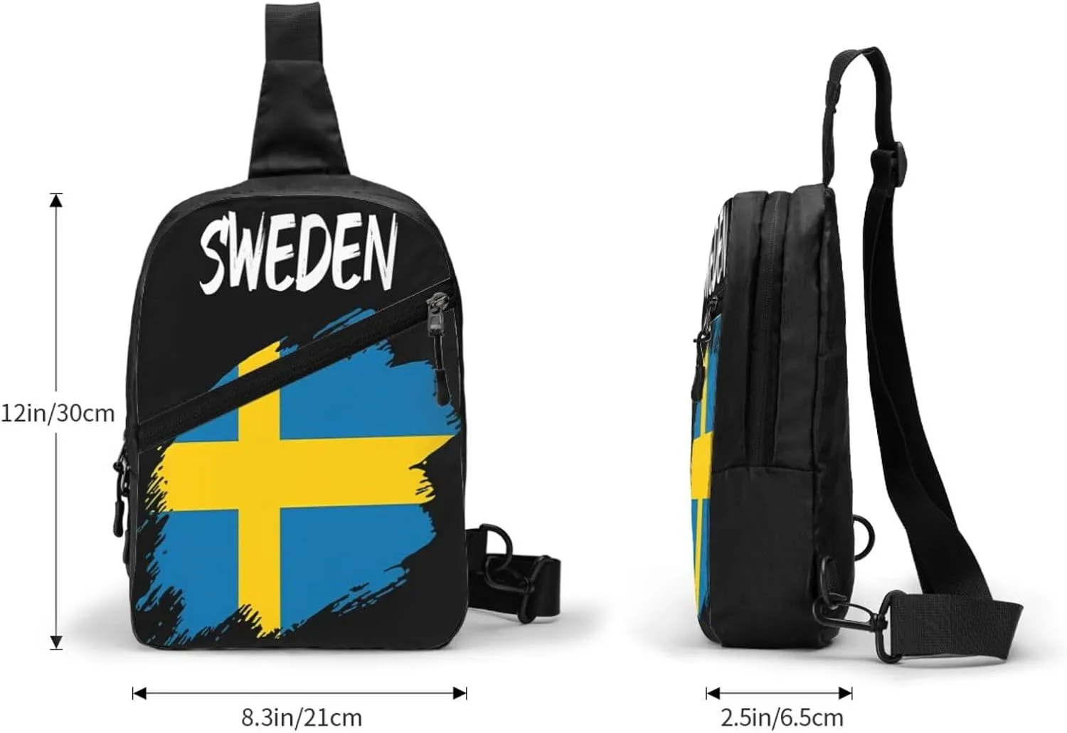 Swedish Sweden Flag Crossbody Bag Portable Sling Bags Foldable Chest Daypack Reusable Sports Shoulder Backpack Diagonally Casual Rucksack Travel Bag