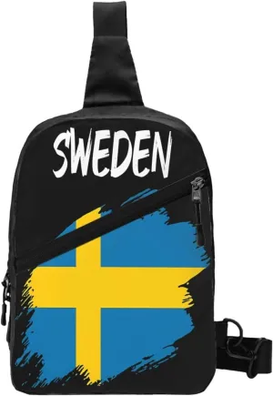 Swedish Sweden Flag Crossbody Bag Portable Sling Bags Foldable Chest Daypack Reusable Sports Shoulder Backpack Diagonally Casual Rucksack Travel Bag