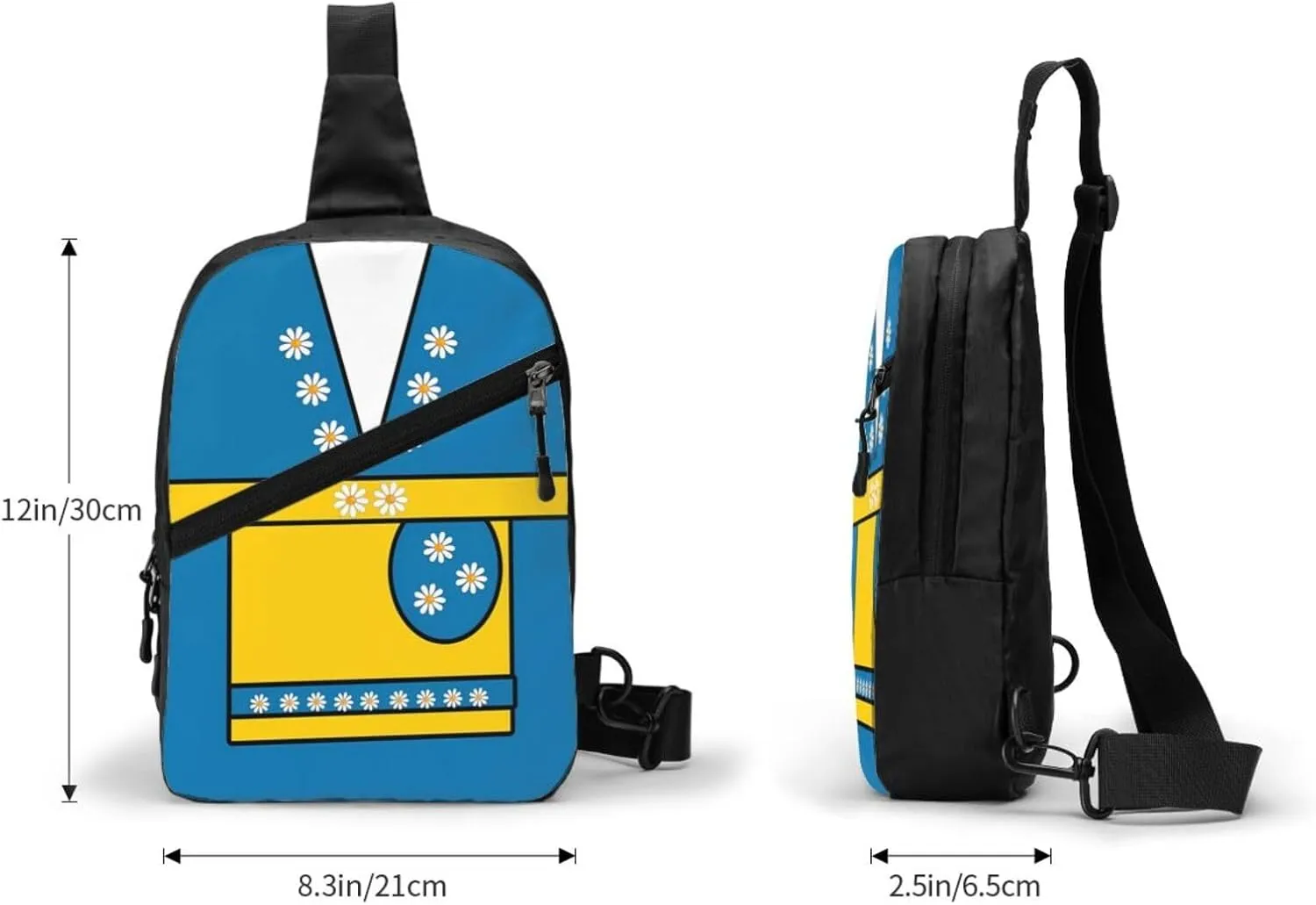 Swedish Sweden Flag Daisies Crossbody Bag Portable Sling Bags Foldable Chest Daypack Reusable Sports Shoulder Backpack Diagonally Casual Rucksack Travel Bag