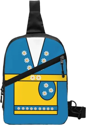 Swedish Sweden Flag Daisies Crossbody Bag Portable Sling Bags Foldable Chest Daypack Reusable Sports Shoulder Backpack Diagonally Casual Rucksack Travel Bag