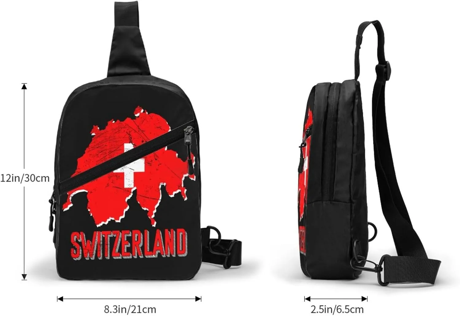 Switzerland Swiss Flag Map Crossbody Bag Portable Sling Bags Foldable Chest Daypack Reusable Sports Shoulder Backpack Diagonally Casual Rucksack Travel Bag