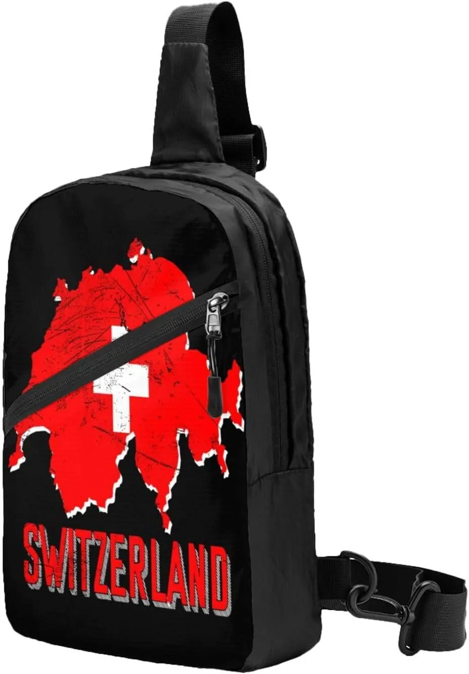 Switzerland Swiss Flag Map Crossbody Bag Portable Sling Bags Foldable Chest Daypack Reusable Sports Shoulder Backpack Diagonally Casual Rucksack Travel Bag