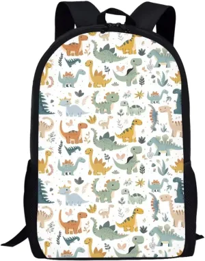 SYtrade Anime Dinosaur White Backpack for School Girls Travel Backpack Laptop Boys Toddler Bookbag