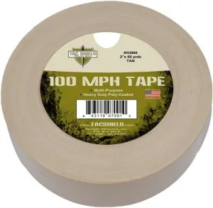 Tac Shield Heavy Duty 100 MPH Tape, 60-Yards, 2"-Wide, Weather Resistant, Strong Adhesive Repair Tape for Tactical, Outdoor, and Emergency Use, Made in USA