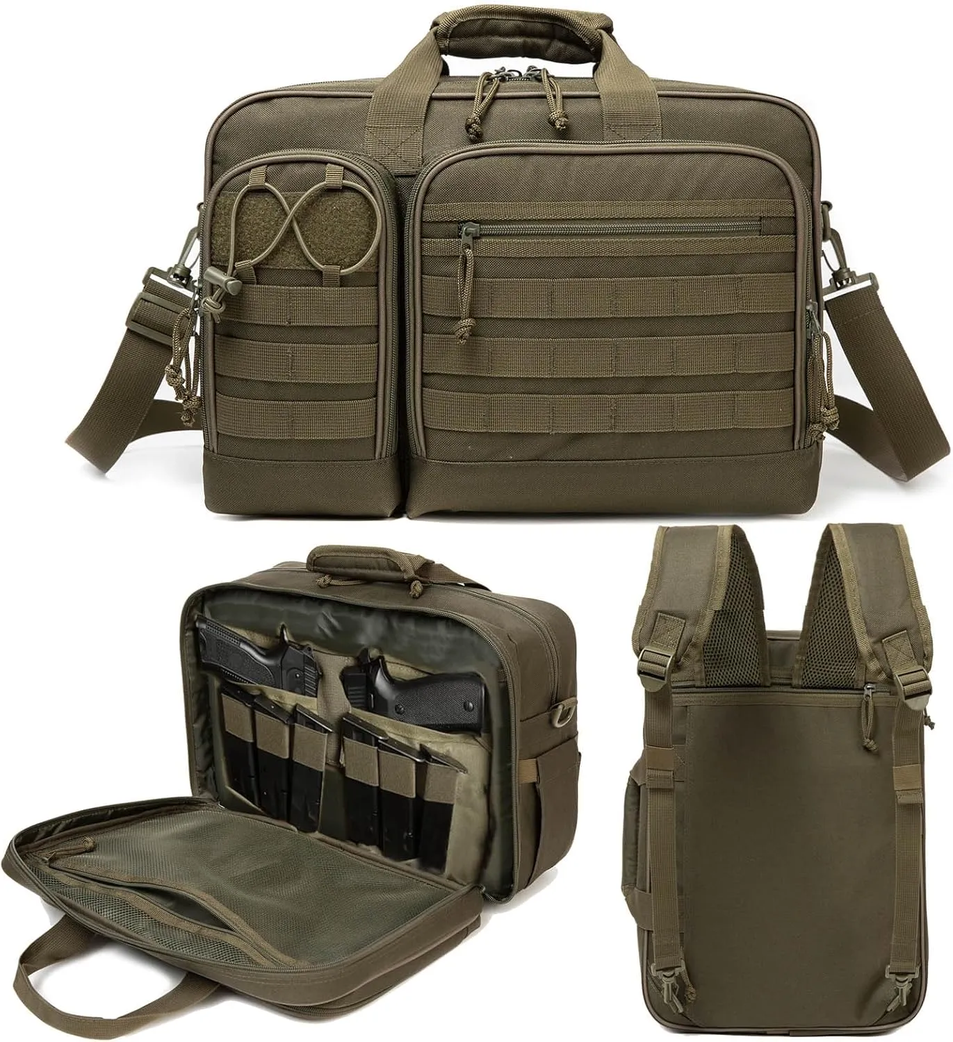 Tactical Gun Range Bag for Handguns and Ammo Pistol Case Shooting Range Backpack Carrying Duffle Bags Magazine Ammo Gear Accessories Molle Pouch for Hunting Shooting Sport Outdoor