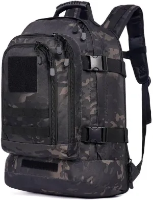 Tactical Military Backpack, 45L Outdoor Hiking Daypack for Camping, Hunting, Fishing (Night camouflage, 14.5in*9.8in*22.8in)