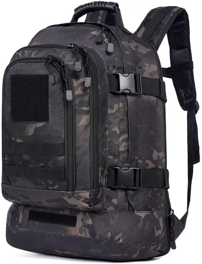 Tactical Military Backpack, 45L Outdoor Hiking Daypack for Camping, Hunting, Fishing (Night camouflage, 14.5in*9.8in*22.8in)