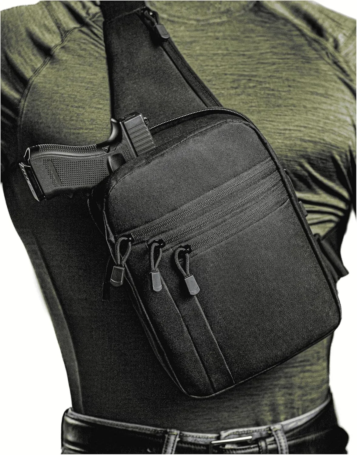 Tactical Sling Bag for Men - CCW Sling with Secure Chest Holster - Durable EDC Shoulder Bag for Everyday Use