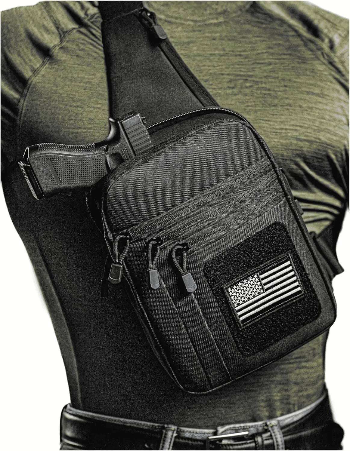 Tactical Sling Bag for Men - CCW Sling with Secure Chest Holster - Durable EDC Shoulder Bag for Everyday Use