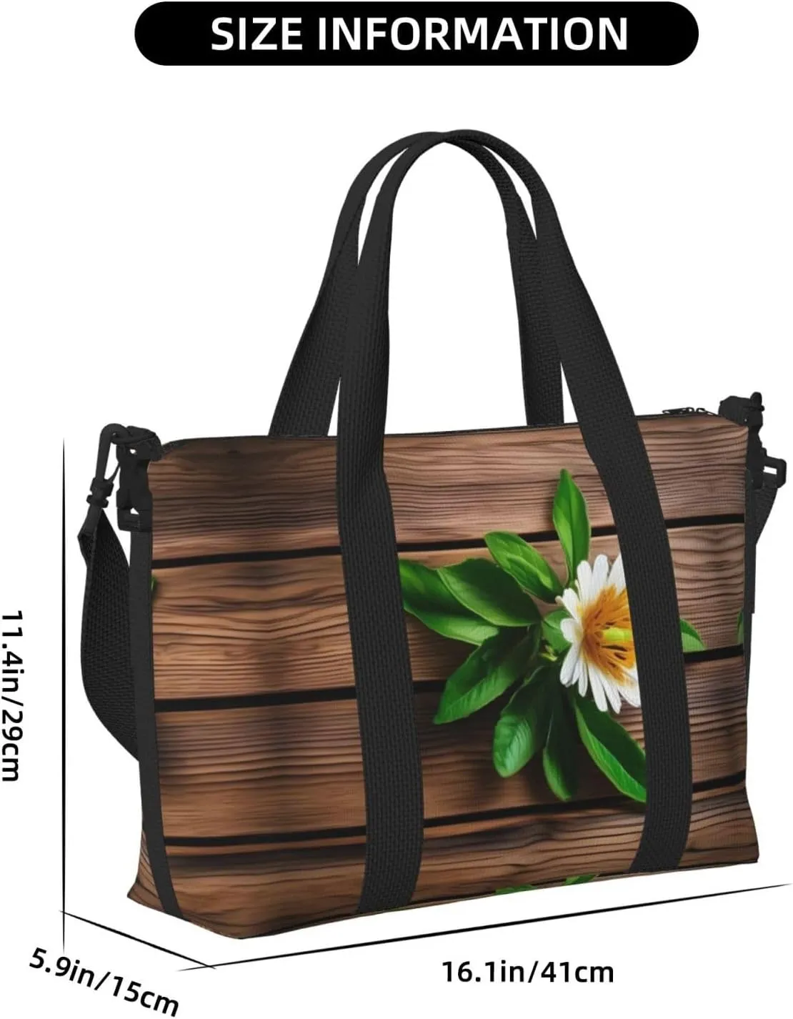 Teal Flower On Plank Travel Bags, Weekender Carry On For Women, Sports Gym Bag, Workout Duffel Bag,Overnight