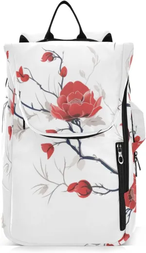 Tennis Bag Tennis Backpack for Women Men, Tennis Bag Holds 2 Rackets, Pickleball Paddles Balls, Badminton Squash, Chinese Painting Rose (1)