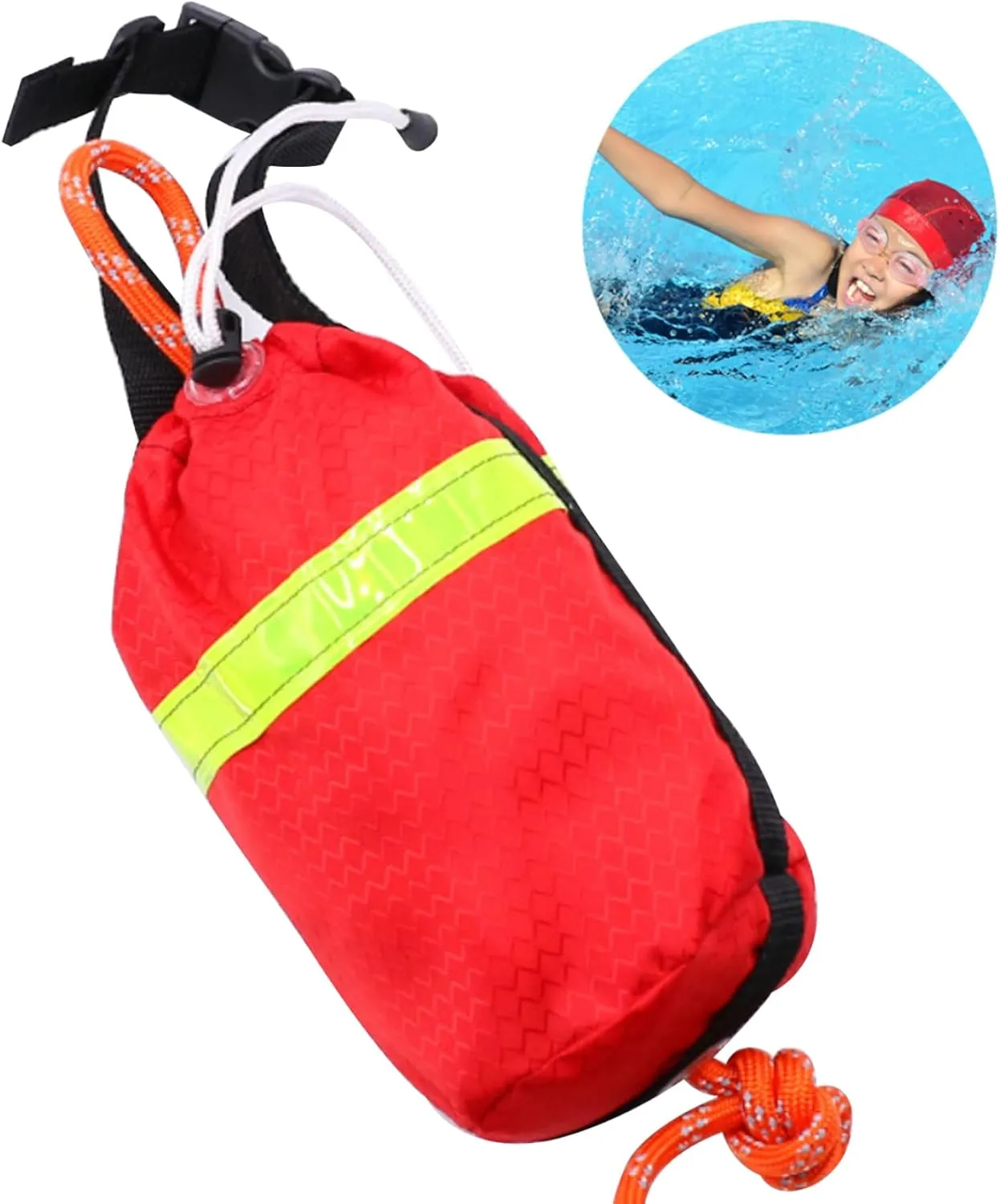 Throw Bag for Water Rescue 68.90inch Reflective Throw Line Bags Portable Waterproof Lightweight Rope for Kayaking Surfing Emergency Emergency Rescue Rope Bag