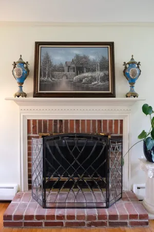 TMI Bevel Clear Glass Folding Fireplace Screen Hand Made, 51''x34'', 41791