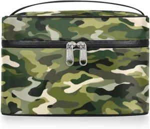 Toiletry Bags Army Camouflage Large Capacity Travel Makeup Organizer Case, Fashion Camo Green Portable Toiletry Bag for Women Makeup Brush Bag Storage Bag