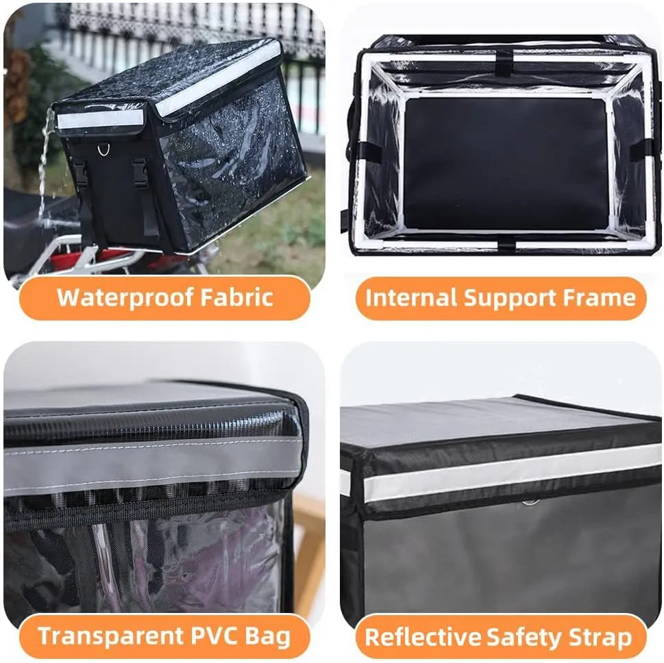 TooCust Large Insulated Food Delivery Bag with Fixed Base and Internal Frame, XXL 19.7" x 15" x 15", Commercial Pizza Delivery Bag w/Divider, Waterproof & Foldable Catering Bag Food Deliveries, Black