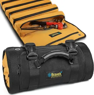 Tool Roll Bag, Zero Abrasion Tool Bag, 1200D Ballistic Weave Deluxe Roll Up Tool Bags Built with Kevlar Stitches, YKK Zipper, Multi-Purpose Wrench Roll Tool Pouch