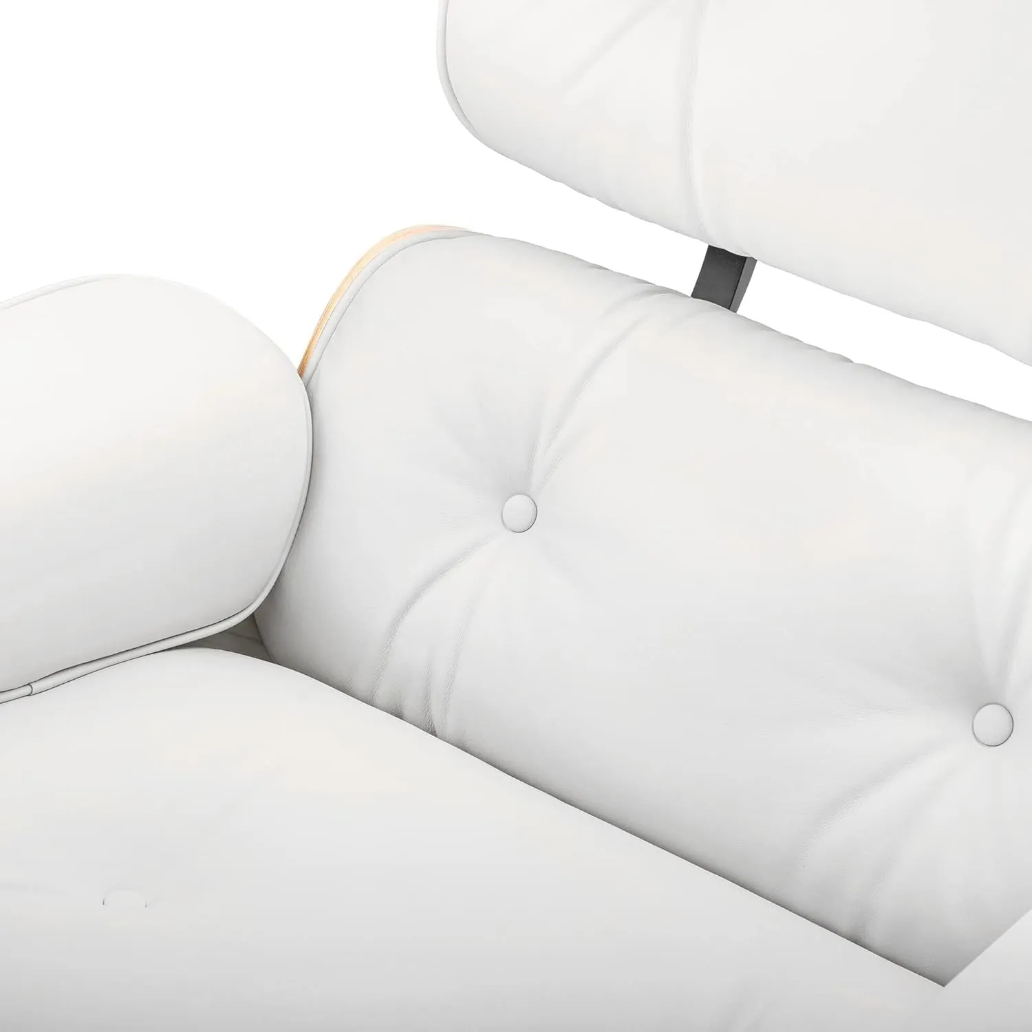 Top White Grain Leather, Mid Century Chaise Lounge Chair and Ottoman, Modern Chair Classic Design, Walnut Wood, Heavy Duty Base Support for Living Room Office