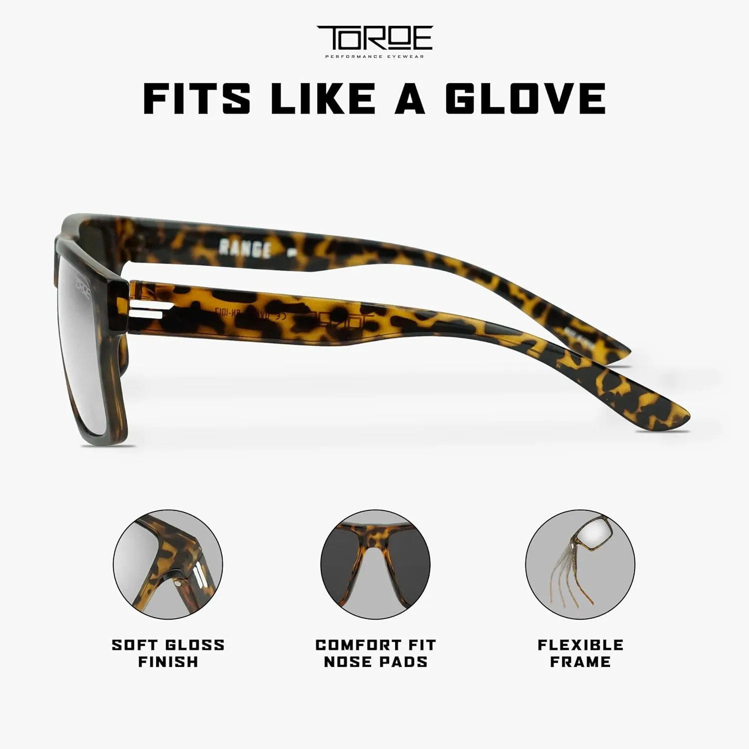 TOROE Classic RANGE TR90 Frame Polarized Unbreakable Sunglasses with Hydrophobic Coated Polycarbonate AR Lenses