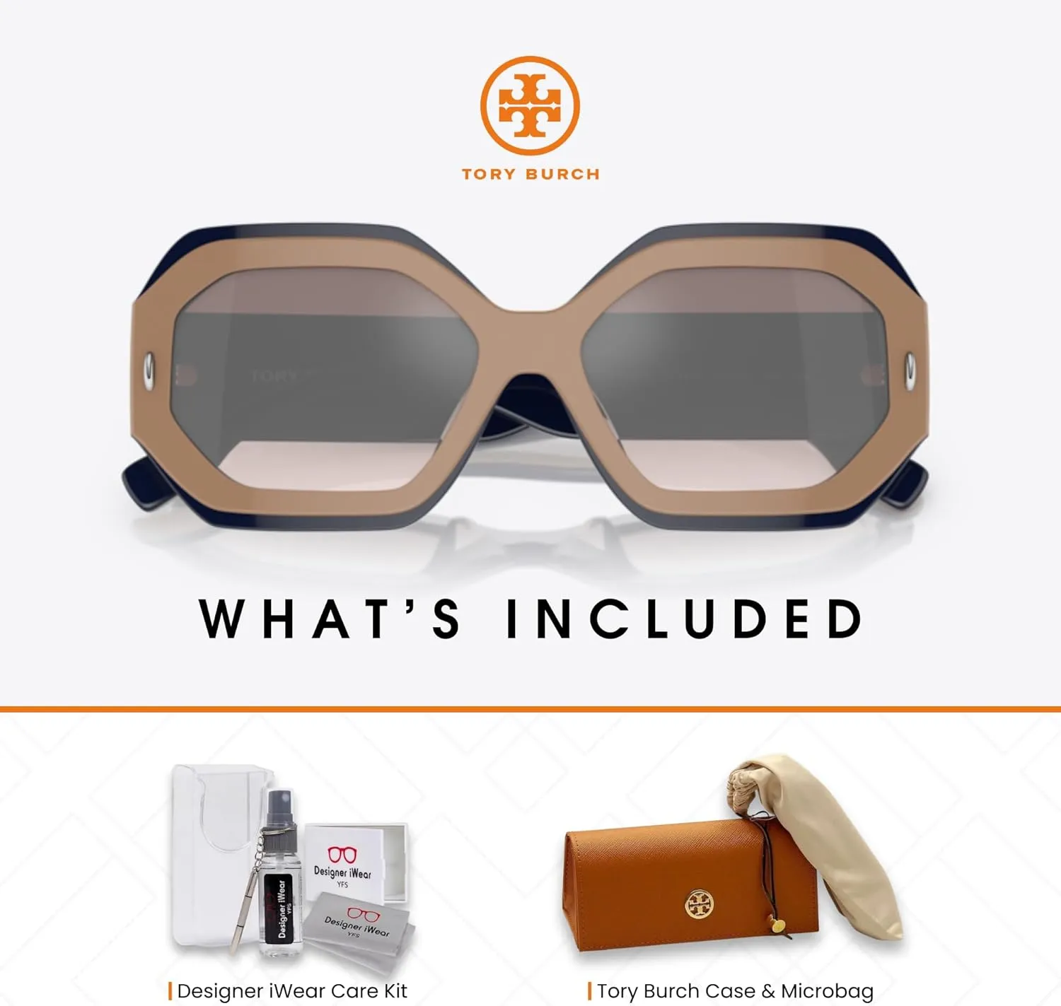 Tory Burch TY7192U Hexagonal Sunglasses for Women   BUNDLE With Designer iWear Complimentary Eyewear Kit