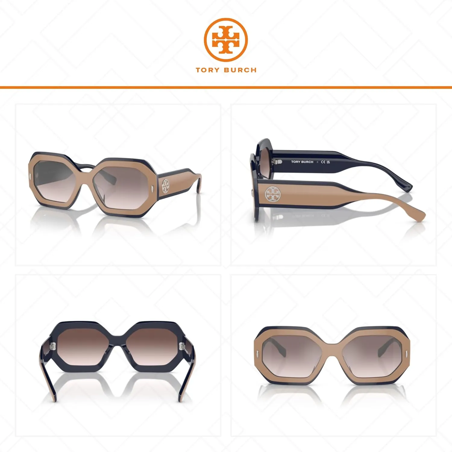 Tory Burch TY7192U Hexagonal Sunglasses for Women   BUNDLE With Designer iWear Complimentary Eyewear Kit