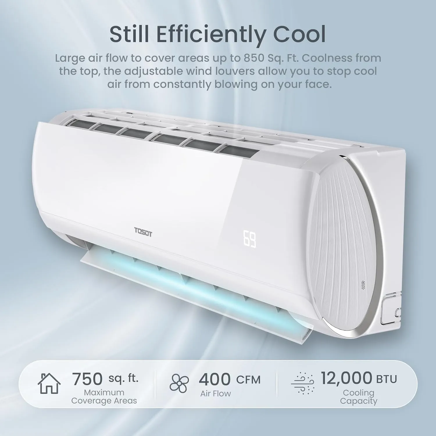 TOSOT 12,000 BTU Mini-Split Air Conditioner, Wifi Enabled Ductless Inverter AC Unit Heating System, Compatible with Alexa-20 SEER2 230V, White
