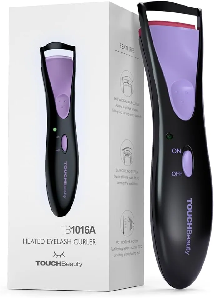 TOUCHBeauty Professional Heated Eyelash Curler, Upgrade Portable Electric Eyelash Curler for Curled Eyelashes Long Lasting Heated Painless Curved Purple