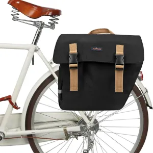 TOURBON Black Bike Bag Panniers 24L Bicycle Rear Rack Saddlebag With Reflective Stripe