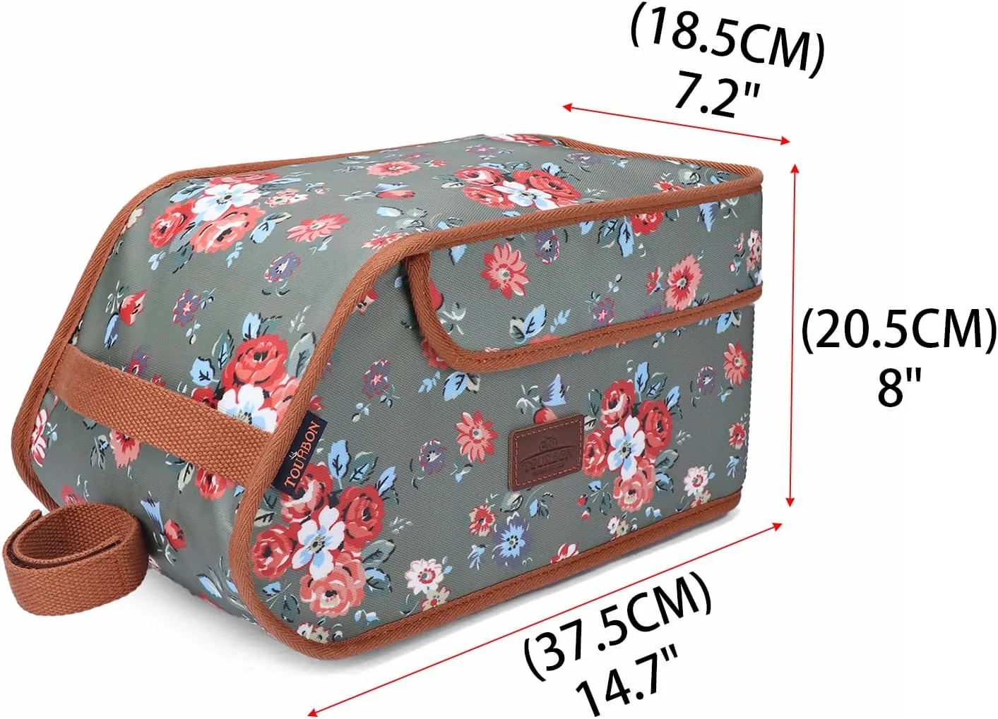 TOURBON Canvas Bicycle Pannier Bike Rear Rack Insulated Trunk Cooler Bag (Green with Flower)