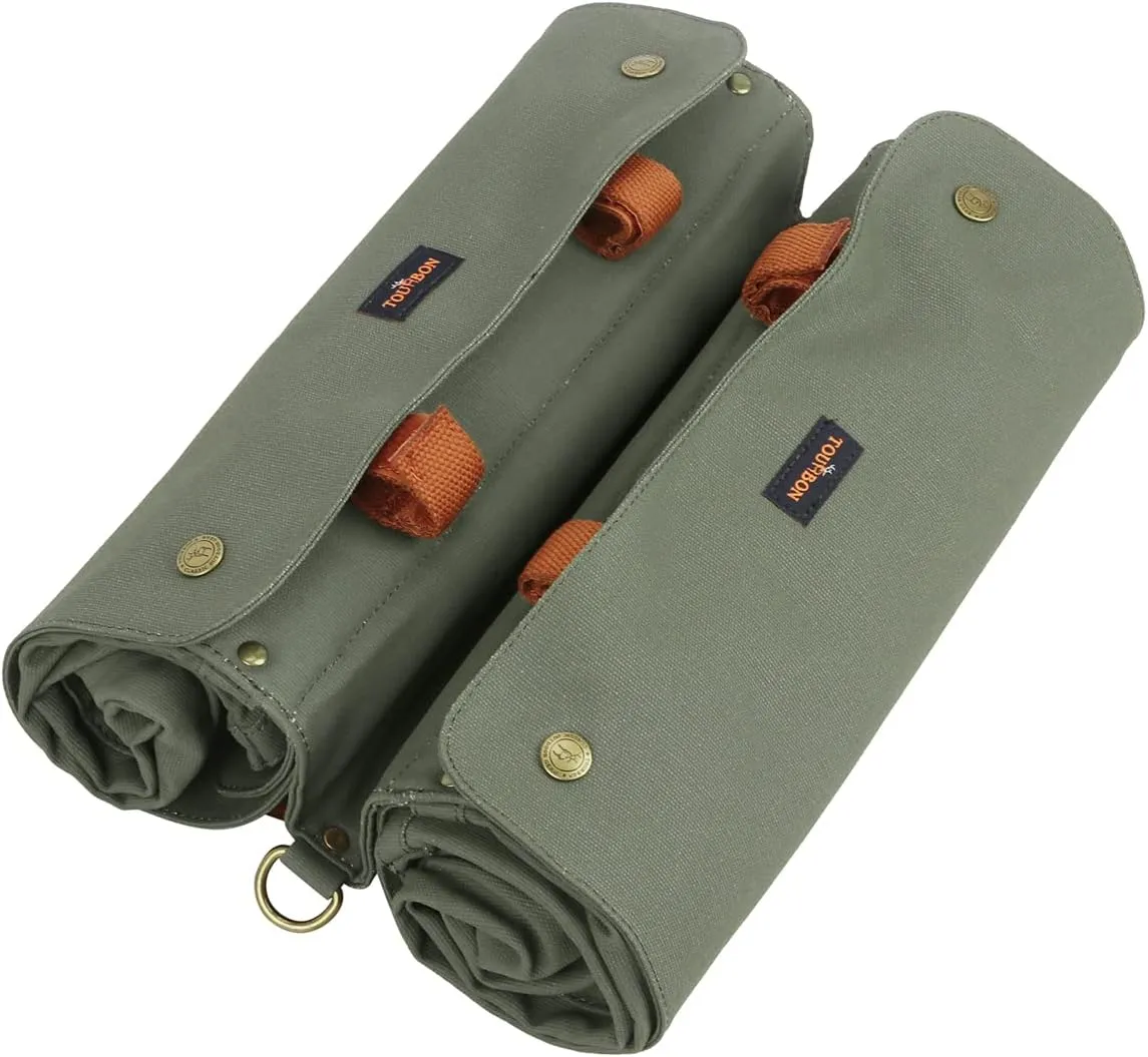 TOURBON Canvas Bike Bags Rear Rack Roll-up Bicycle Panniers Waterproof