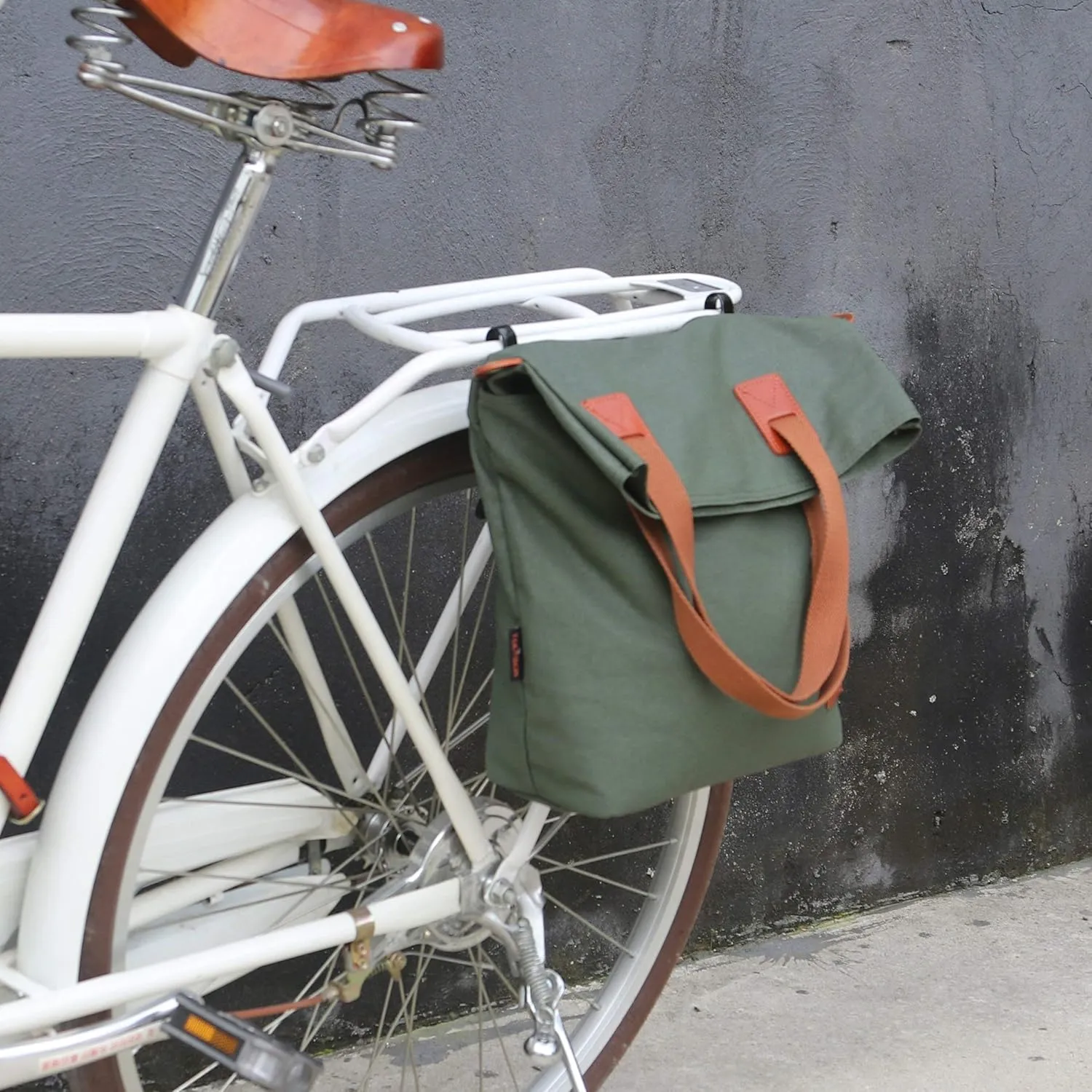TOURBON Canvas Clip-On Quick-Release Bike Panniers Women's Shoulder Tote Bag