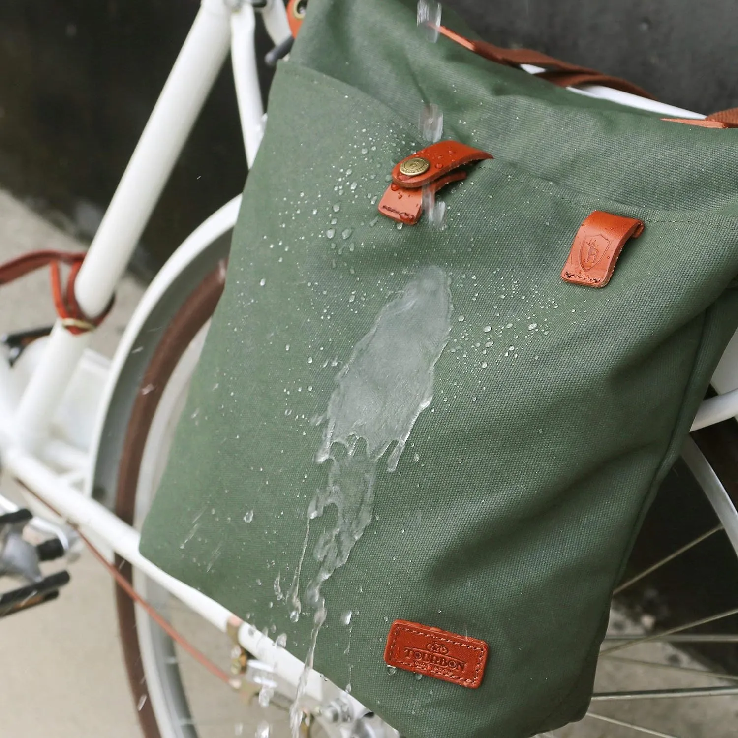 TOURBON Canvas Clip-On Quick-Release Bike Panniers Women's Shoulder Tote Bag
