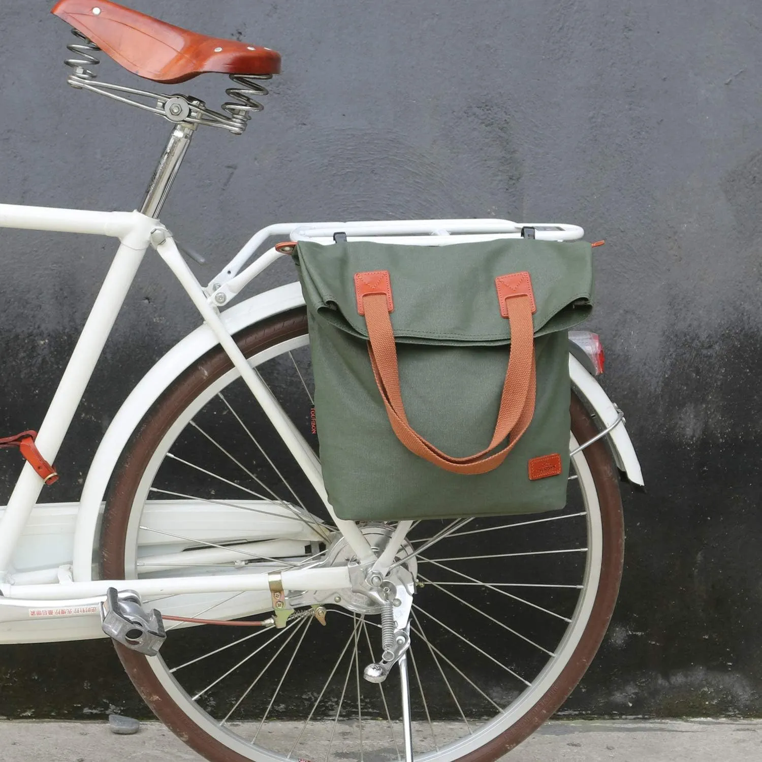 TOURBON Canvas Clip-On Quick-Release Bike Panniers Women's Shoulder Tote Bag