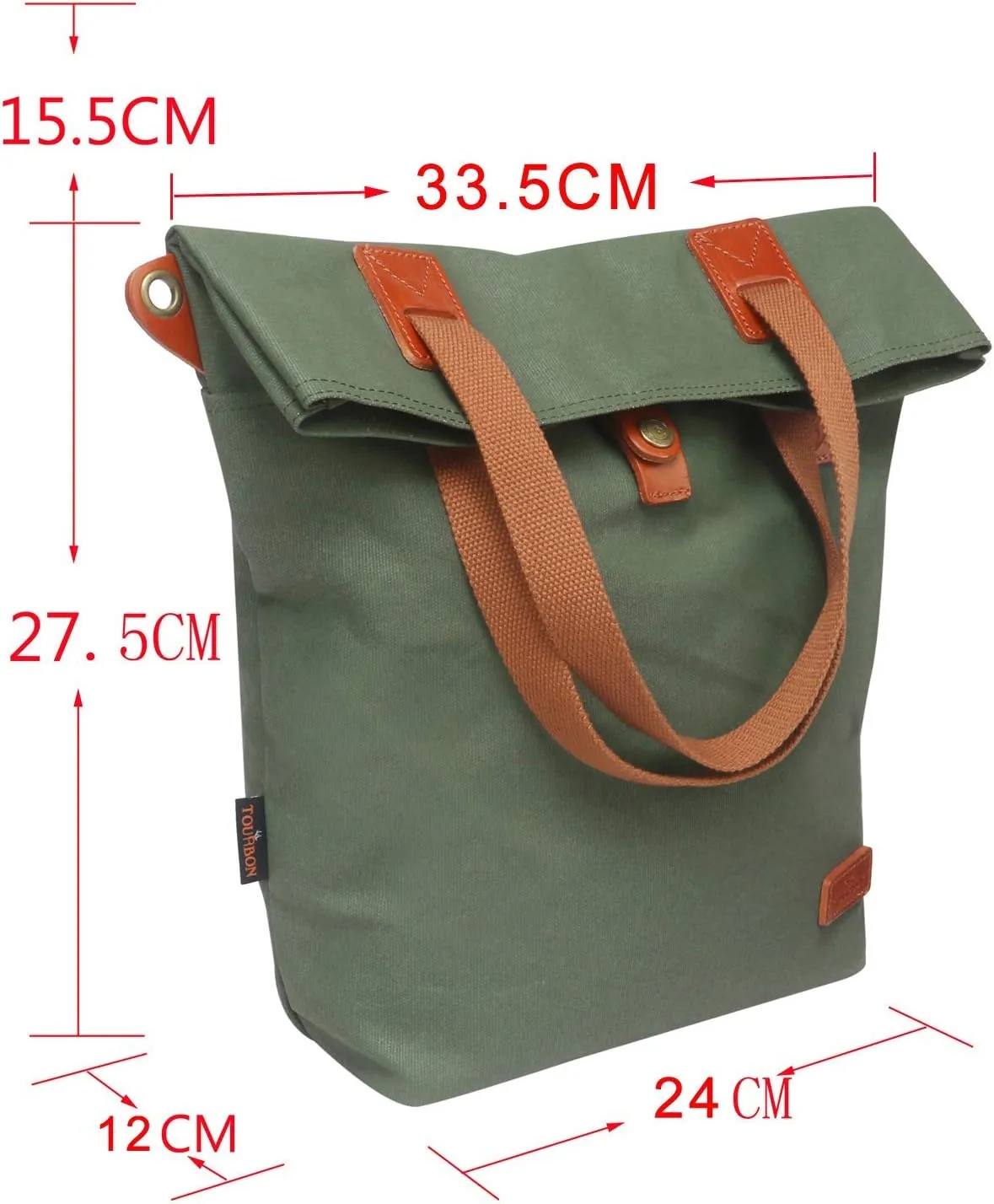 TOURBON Canvas Clip-On Quick-Release Bike Panniers Women's Shoulder Tote Bag