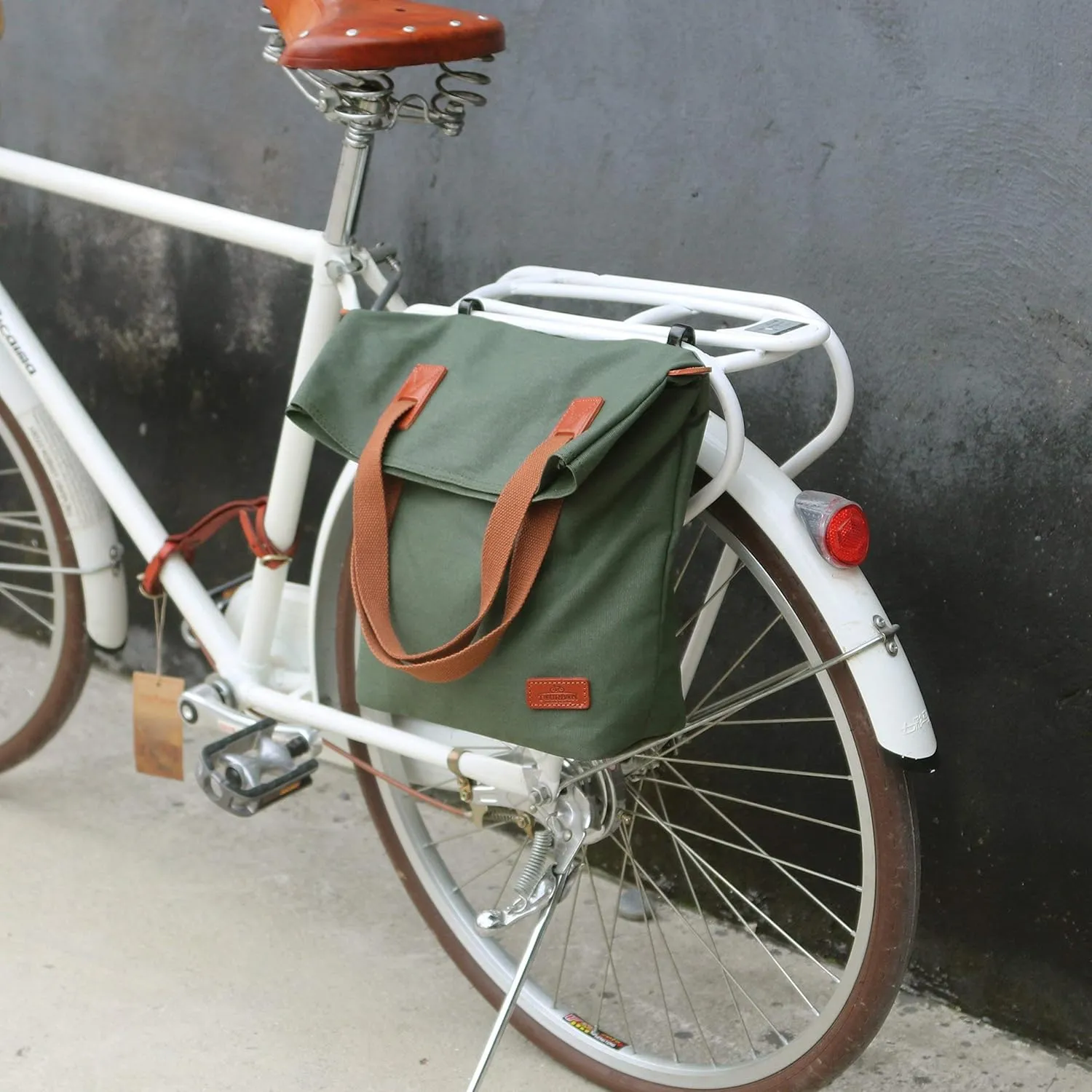 TOURBON Canvas Clip-On Quick-Release Bike Panniers Women's Shoulder Tote Bag