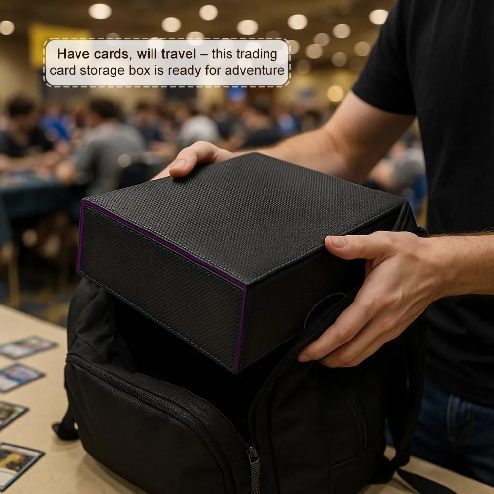 Trading Card Storage Box (3000  Cards Capacity) – Magnetic MTG Deck Box, Waterproof PU Leather, Thickened Material – Includes 24 Dividers, 4 Card Stands, 6 Cleaning Cloths – Card Box for TCG & YuGiOh