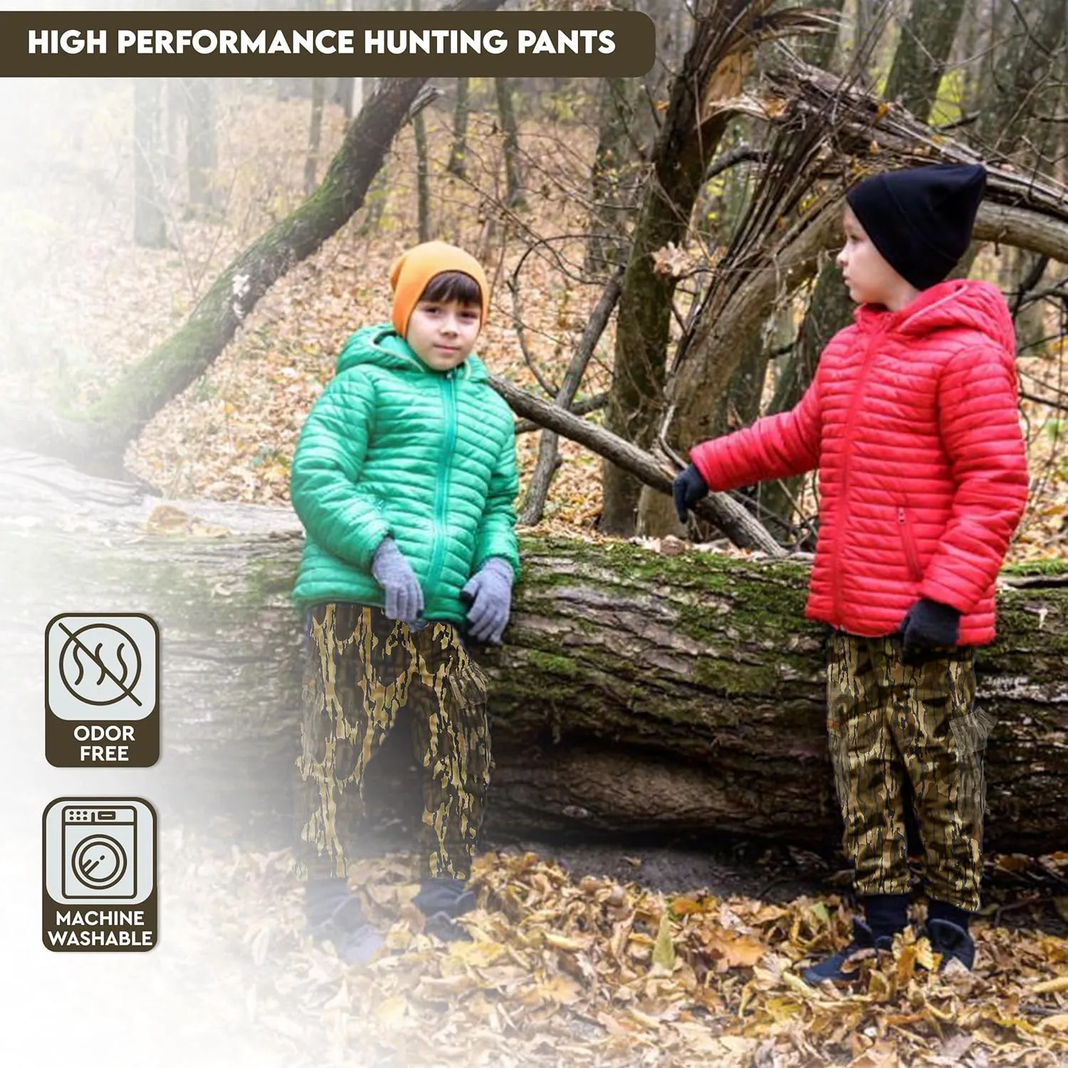TrailCrest Youth Kids Camo Hunting Cargo Pants | 6 Pockets | Mossy Oak Break-Up Country™ (Improved Specs)