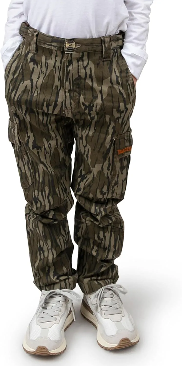 TrailCrest Youth Kids Camo Hunting Cargo Pants | 6 Pockets | Mossy Oak Break-Up Country™ (Improved Specs)
