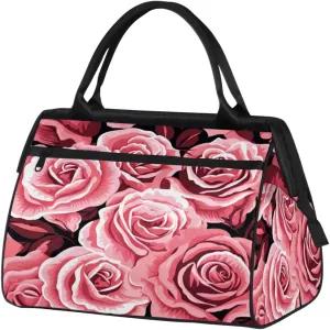 Travel Duffel Bag, Rose Floral Flower Sports Tote Gym Bag,Overnight Weekender Bags Carry on Bag for Women Men, Airlines Approved Personal Item Travel Bag for Labor and Delivery