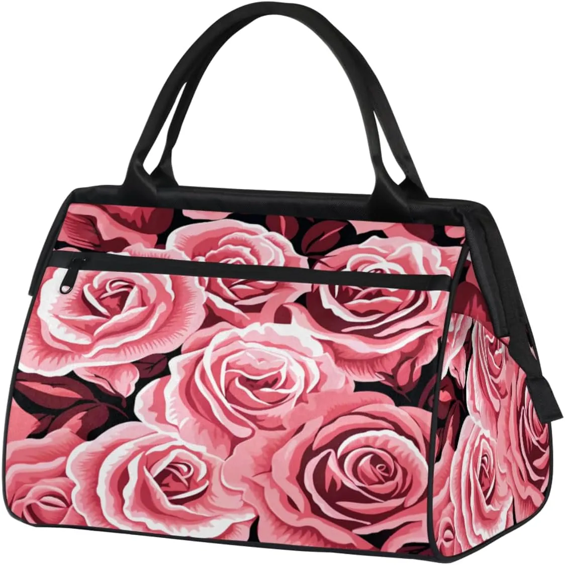 Travel Duffel Bag, Rose Floral Flower Sports Tote Gym Bag,Overnight Weekender Bags Carry on Bag for Women Men, Airlines Approved Personal Item Travel Bag for Labor and Delivery