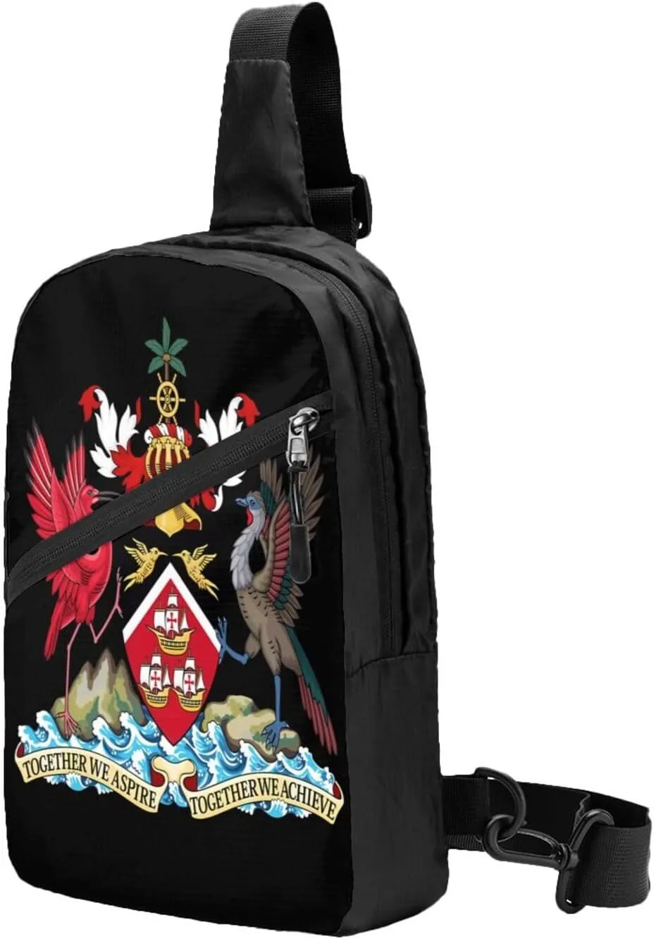 Trinidad and Tobago Coat of Arms Packable Crossbody Bag Portable Sling Bags Foldable Travel Daypack Reusable Sports Shoulder Backpack Diagonally Chest Bag for Workout