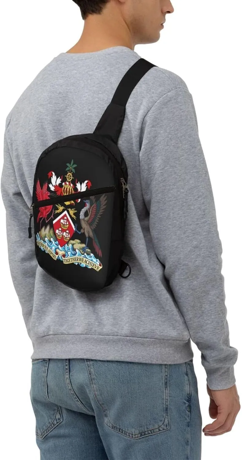 Trinidad and Tobago Coat of Arms Packable Crossbody Bag Portable Sling Bags Foldable Travel Daypack Reusable Sports Shoulder Backpack Diagonally Chest Bag for Workout