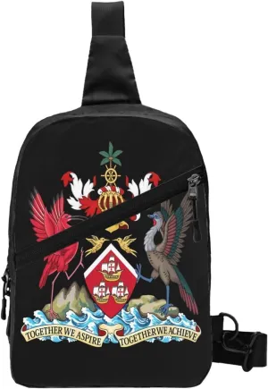 Trinidad and Tobago Coat of Arms Packable Crossbody Bag Portable Sling Bags Foldable Travel Daypack Reusable Sports Shoulder Backpack Diagonally Chest Bag for Workout